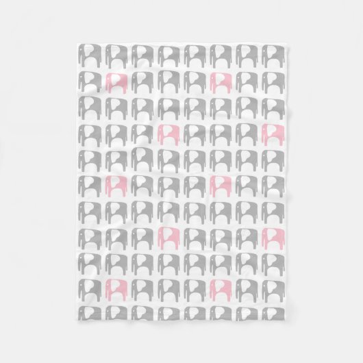 象毛布-灰色およびピンク フリースブランケット (正面)