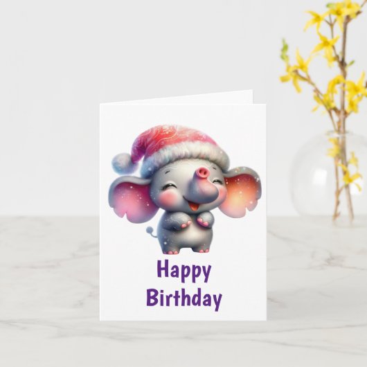 象熱狂する誕生日 カード (黄色い花)