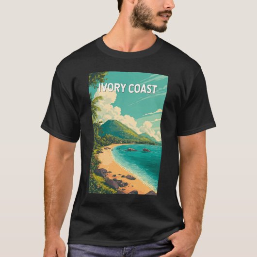 象牙海岸 イラスト 旅行 アート ビンテージ Tシャツ (正面)