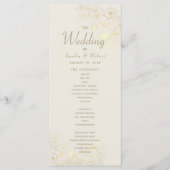 象牙色とゴールドの花の結婚式プログラム プログラム (正面)