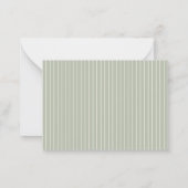 象牙色とサージグリーンのピンストライプの結婚式返信RSVP ノートカード (裏面)