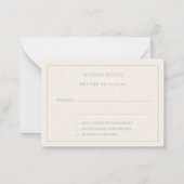 象牙色とサージグリーンのピンストライプの結婚式返信RSVP ノートカード (正面)