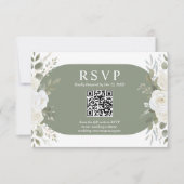 象牙色とセージのQRコードがおしゃれな結婚式RSVPカード 出欠カード (正面)