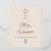 象牙色とローズゴールドのツリーのクリスマスカード 箔シーズンカード (正面)