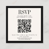 象牙色と黒のクラシックでエレガントなQR RSVP ウェディング エンクロージャーカード (正面)