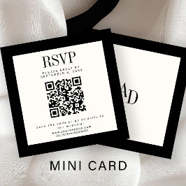 象牙色と黒のクラシックでエレガントなQR RSVP ウェディング エンクロージャーカード