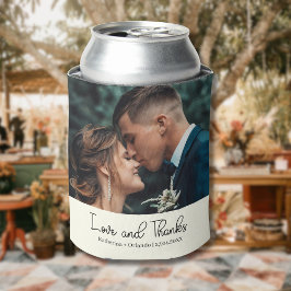 象牙色のエレガントな結婚式の愛と感謝の写真 缶クーラー