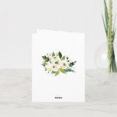 象牙色のグリーン+フラワーの結婚式のお礼カード サンキューカード (裏面)