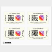 象牙色のビジネス名QRコードInstagram 長方形シール (シート)