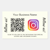 象牙色のビジネス名QRコードInstagram 長方形シール (正面)