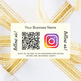 象牙色のビジネス名QRコードInstagram 長方形シール