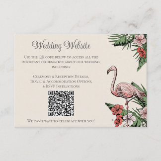 象牙色のルアウ結婚式の詳細QRカード エンクロージャーカード