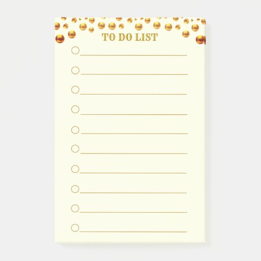 象牙色の枠線とTo Do Listと金のコンフェティ ポストイット (正面)