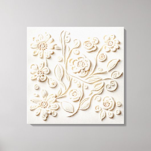 象牙色の花刺繍 キャンバスプリント (正面)