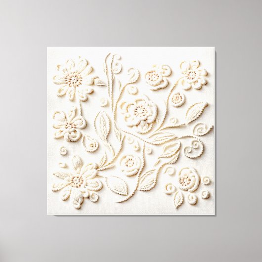象牙色の花刺繍 キャンバスプリント (正面)