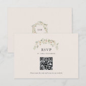 象牙色の花園の結婚式 QRコード返信ハガキ 出欠カード (正面/裏面)
