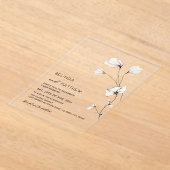 象牙色の花 カジュアルな結婚式 サージブルーグリーン アクリル招待状 (レイダウン)