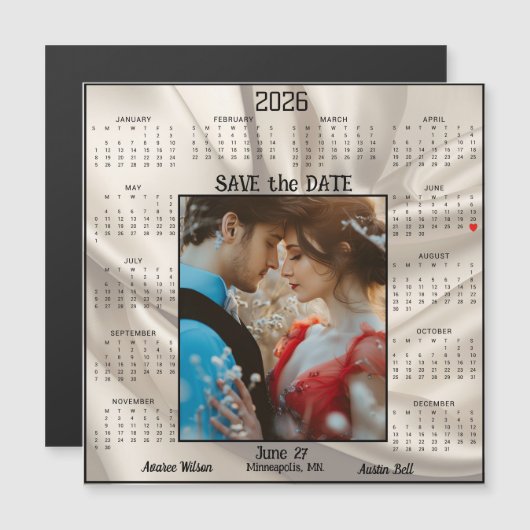 象牙色の贅沢なサテンのプロポーズ記念日 婚約中のカップル  (正面/裏面)