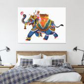 象王室のの旅：インディアン民俗的デザイン キャンバスプリント (インサイチュ (寝室))