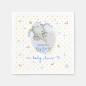 象男の赤ちゃんシャワーブルー金ゴールドフローラ スタンダードカクテルナプキン (正面)