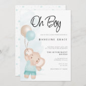 象男の赤ちゃんベビーシャワー招待状 招待状 (正面/裏面)