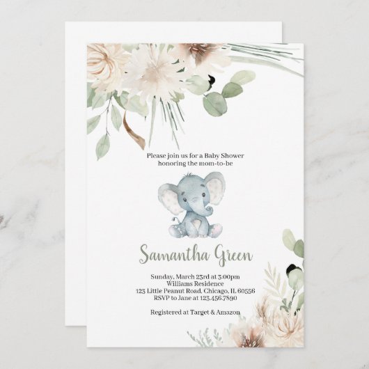 象男女兼用赤シャワー招待状 招待状 (正面/裏面)