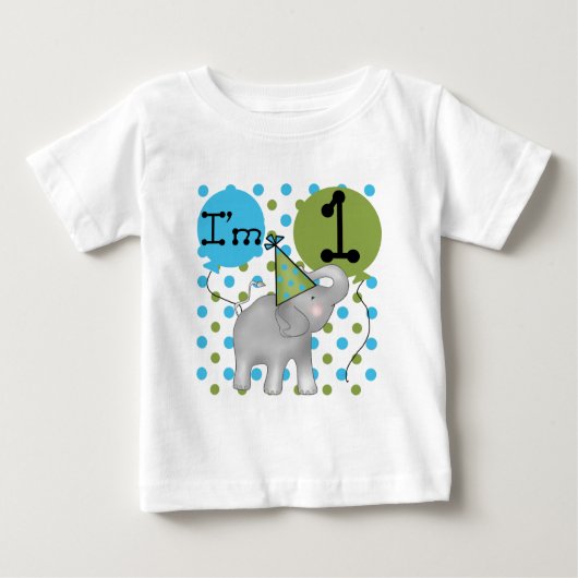 象私は1つの最初誕生日のTシャツおよびギフトです ベビーTシャツ (正面)