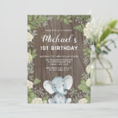 象素朴の緑1歳の誕生日パーティー 招待状 (スタンド正面)