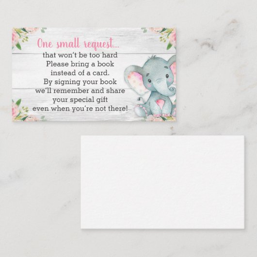 象素朴の赤ちゃんシャワーブックリクエストカード エンクロージャーカード (正面/裏面)