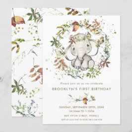 象素朴秋リーフ男女兼用誕生日 招待状