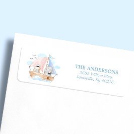 象航海の熊ボート赤ちゃんシャワーアドレス ラベル