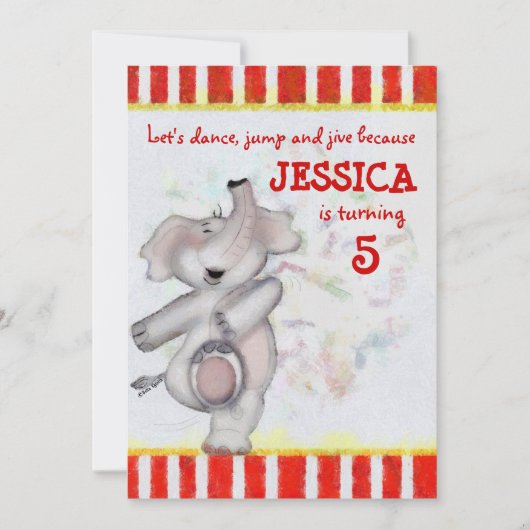 象誕生日 招待状 (正面)