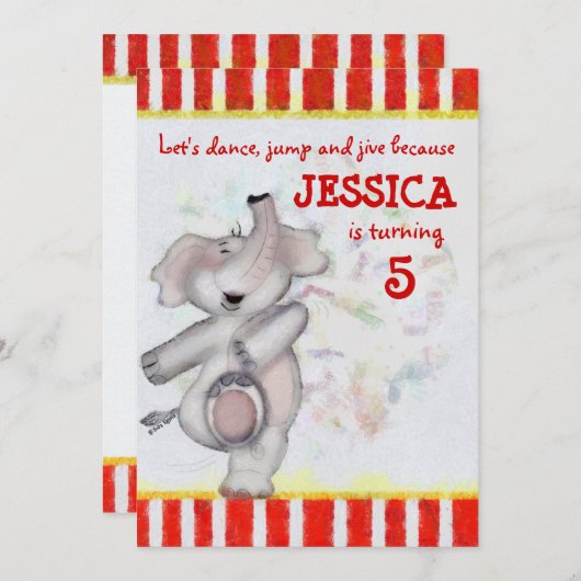 象誕生日 招待状 (正面/裏面)