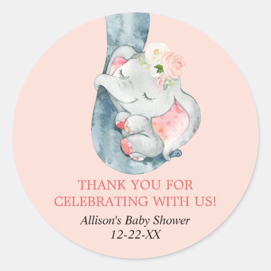 象赤面ピンククリームフローラ ラウンドシール (正面)
