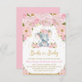 象赤面ピンクフローラブックベビーカード 招待状 (正面/裏面)