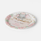 象金ゴールドグリッターピンクベビーシャワー ペーパープレート (アングル)