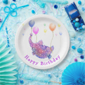 象飛んでいる誕生日紙プレートおもしろい ペーパープレート (パーティー)