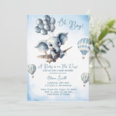 象飛行機アドベンチャーオーボーイベビーシャワー 招待状 (スタンド正面)