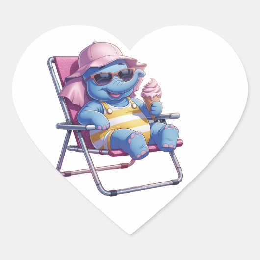 象食べの夏のアイスクリーム ハートシール (正面)