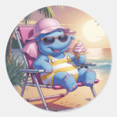 象食べの夏のアイスクリーム ラウンドシール (正面)