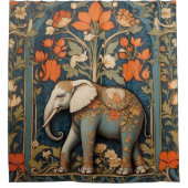 象飾象ウィリアムモリスインスパイアフローラ シャワーカーテン (正面)