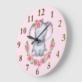 象魅力的ピンクフローラアニマルプリント大 ラージ壁時計 (傾斜)
