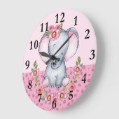象魅力的ピンクフローラアニマルプリント ラージ壁時計 (傾斜)