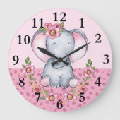 象魅力的ピンクフローラアニマルプリント ラージ壁時計 (正面)