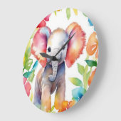 象鮮やかの水色 ラージ壁時計 (傾斜)