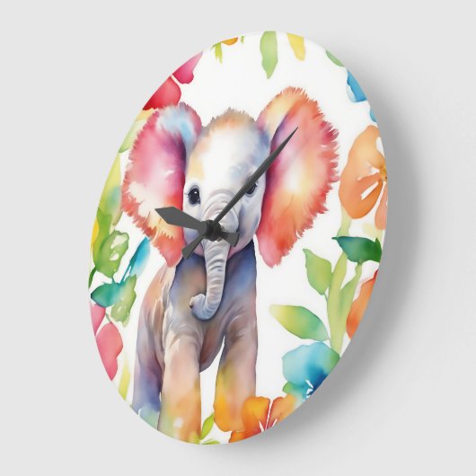 象鮮やかの水色 ラージ壁時計 (傾斜)