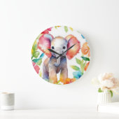 象鮮やかの水色 ラージ壁時計 (ホーム)