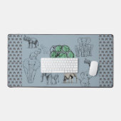 象鮮やかカラフル象 – 象ユニークのパット デスクマット (キーボード&マウス)