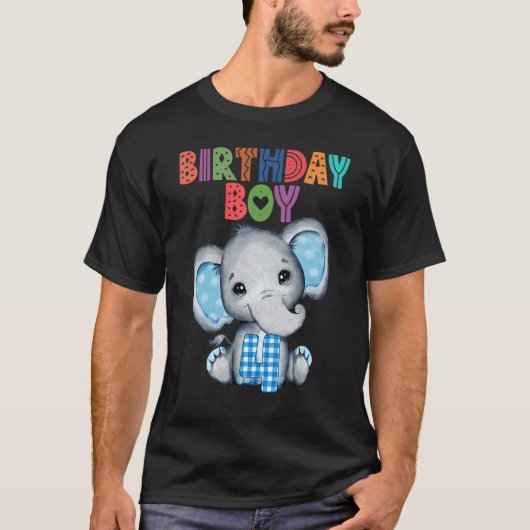 象4歳の誕生日の少年キッズ4歳の象兵 Tシャツ (正面)