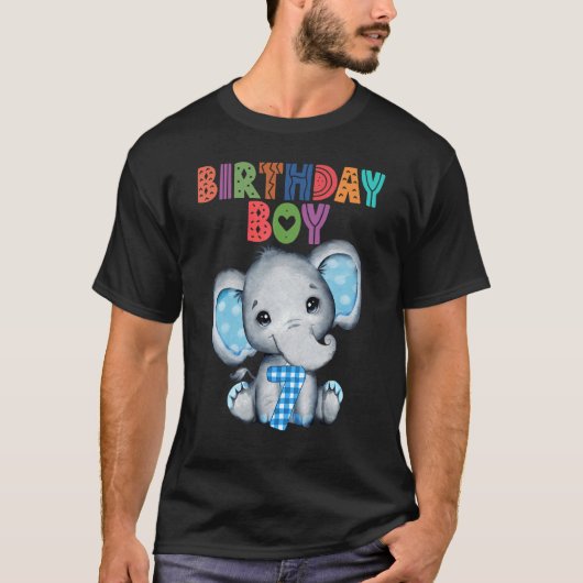 象7誕生日少年キッズ7歳エレファン Tシャツ (正面)